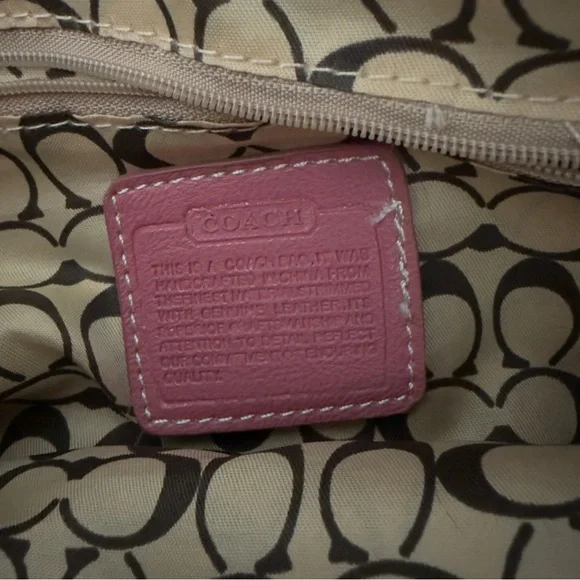 Coach Rose Pink Leather Shoulder Bag Satchel Tote Handbag Authentic OS - Picture 6 of 9